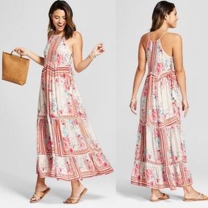 Xhilaration Floral Maxi Dress - Pink and Cream
